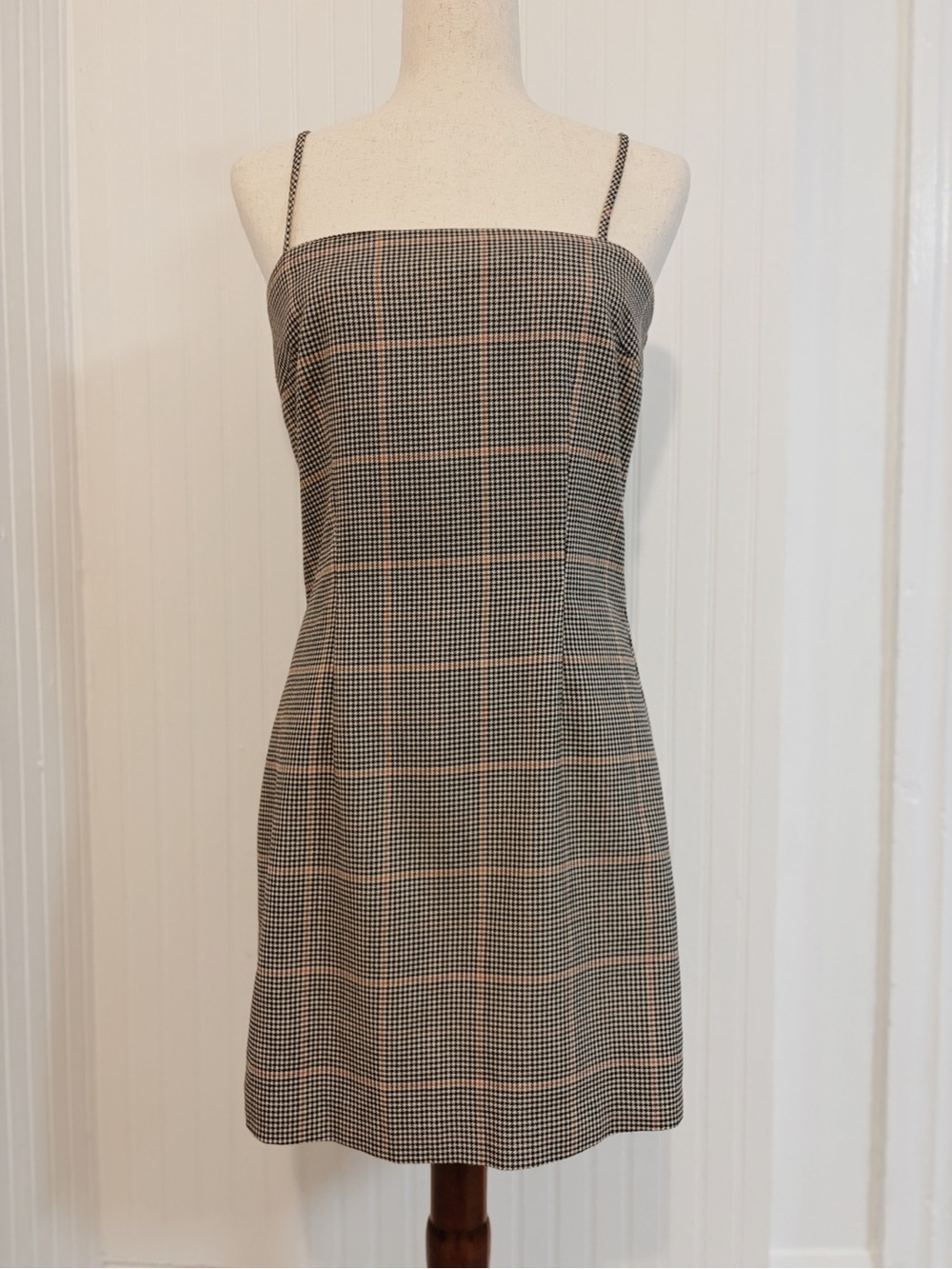 Forever 21 Plaid Mini Dress in Black and Cream with Thin Straps